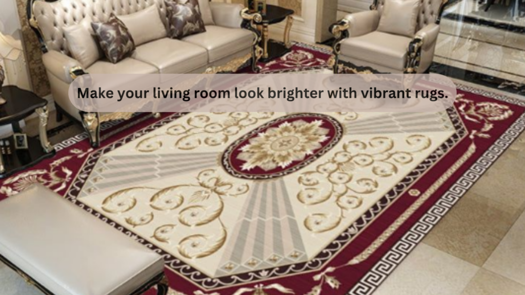 Fine vibrant maroon living room rugs 