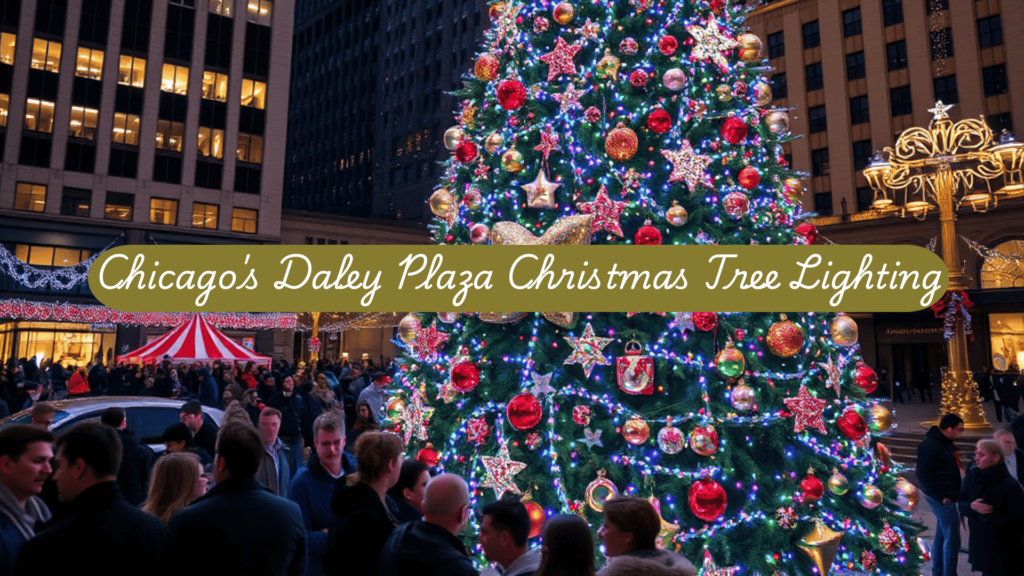 Cheer at Daley Plaza Daley Plaza Lights of Christmas tree.