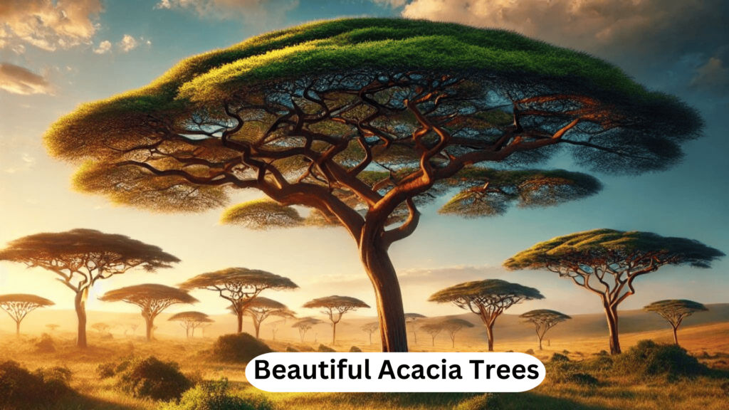 Elegant thorn trees with umbrella-shaped canopies