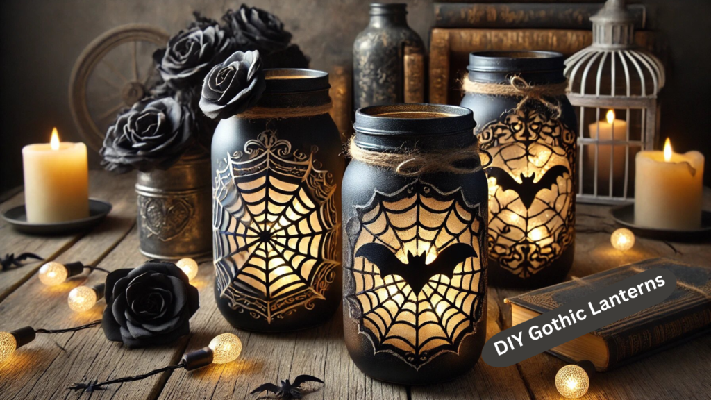 DIY Gothic lanterns made from mason jars painted matte black