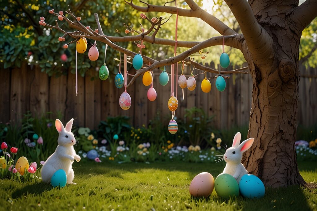 DIY Easter outdoor Egg Trees decor